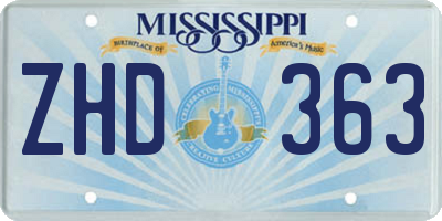 MS license plate ZHD363