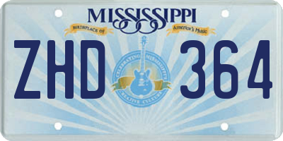 MS license plate ZHD364