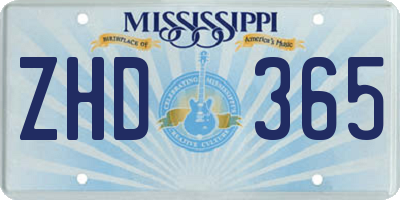 MS license plate ZHD365