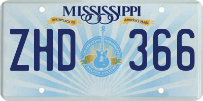 MS license plate ZHD366