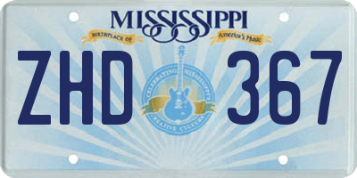 MS license plate ZHD367