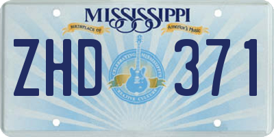 MS license plate ZHD371