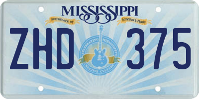 MS license plate ZHD375