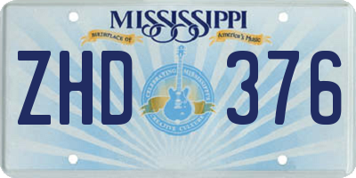 MS license plate ZHD376