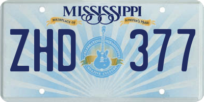 MS license plate ZHD377