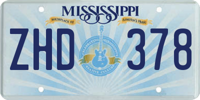 MS license plate ZHD378