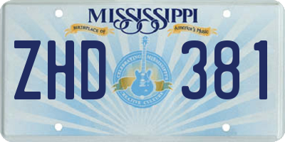 MS license plate ZHD381
