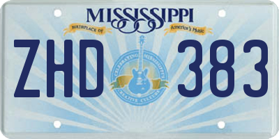 MS license plate ZHD383