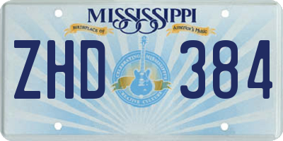 MS license plate ZHD384