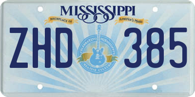 MS license plate ZHD385