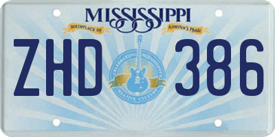 MS license plate ZHD386