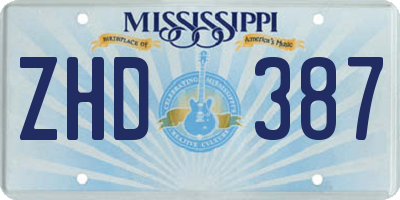 MS license plate ZHD387