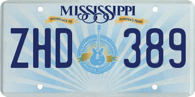 MS license plate ZHD389