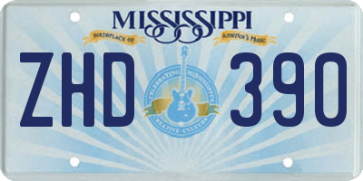 MS license plate ZHD390