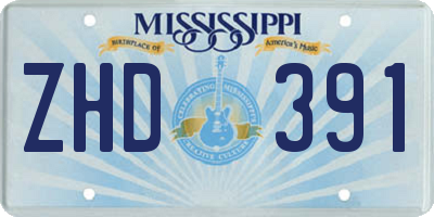 MS license plate ZHD391