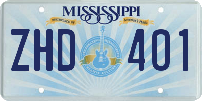 MS license plate ZHD401