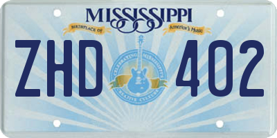 MS license plate ZHD402