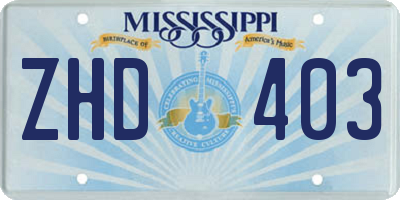 MS license plate ZHD403
