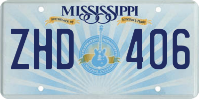 MS license plate ZHD406