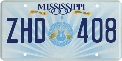 MS license plate ZHD408