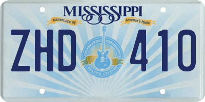 MS license plate ZHD410