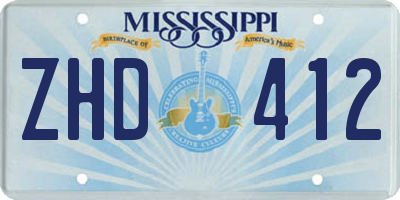 MS license plate ZHD412