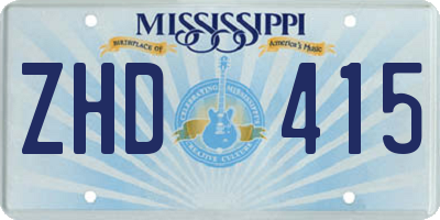 MS license plate ZHD415