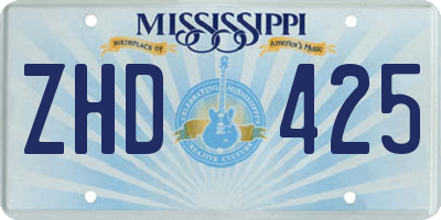 MS license plate ZHD425