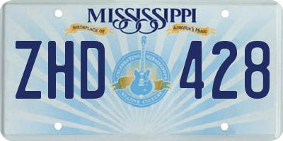 MS license plate ZHD428