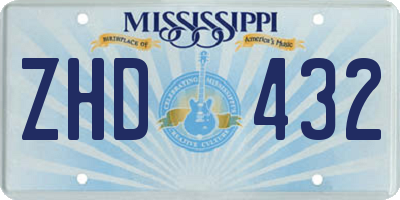 MS license plate ZHD432