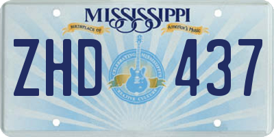 MS license plate ZHD437