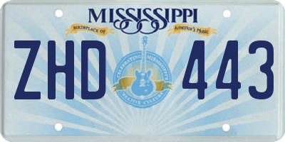 MS license plate ZHD443