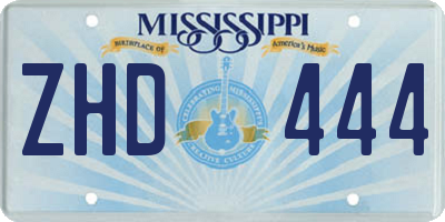 MS license plate ZHD444