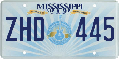 MS license plate ZHD445