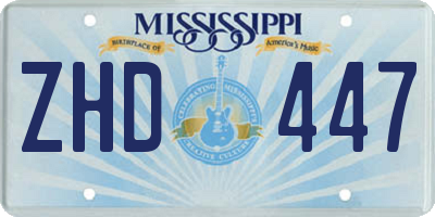 MS license plate ZHD447