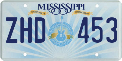MS license plate ZHD453