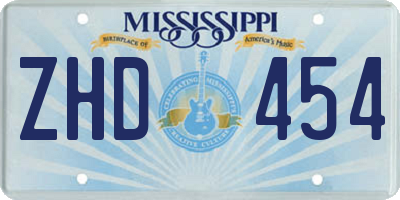 MS license plate ZHD454