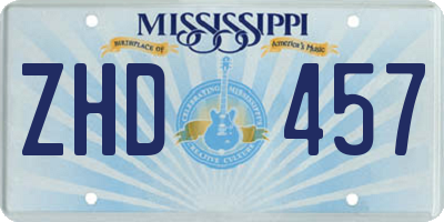 MS license plate ZHD457