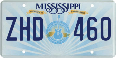 MS license plate ZHD460
