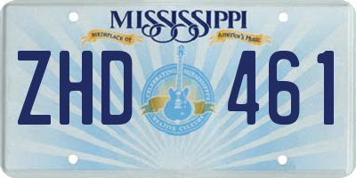 MS license plate ZHD461