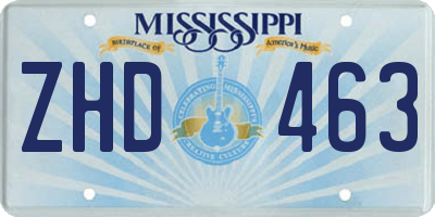 MS license plate ZHD463