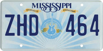 MS license plate ZHD464