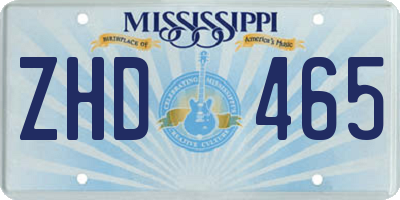 MS license plate ZHD465