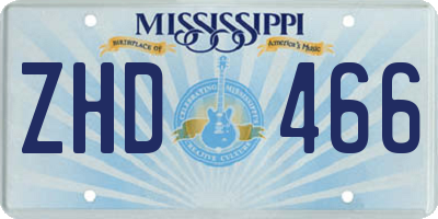 MS license plate ZHD466
