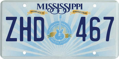 MS license plate ZHD467