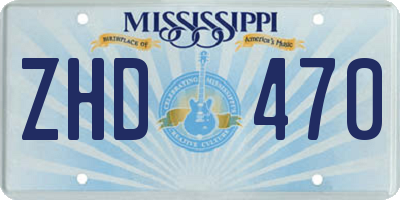 MS license plate ZHD470