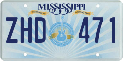 MS license plate ZHD471