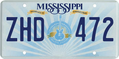 MS license plate ZHD472