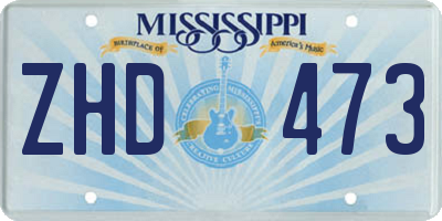 MS license plate ZHD473