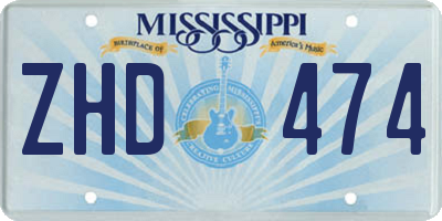 MS license plate ZHD474